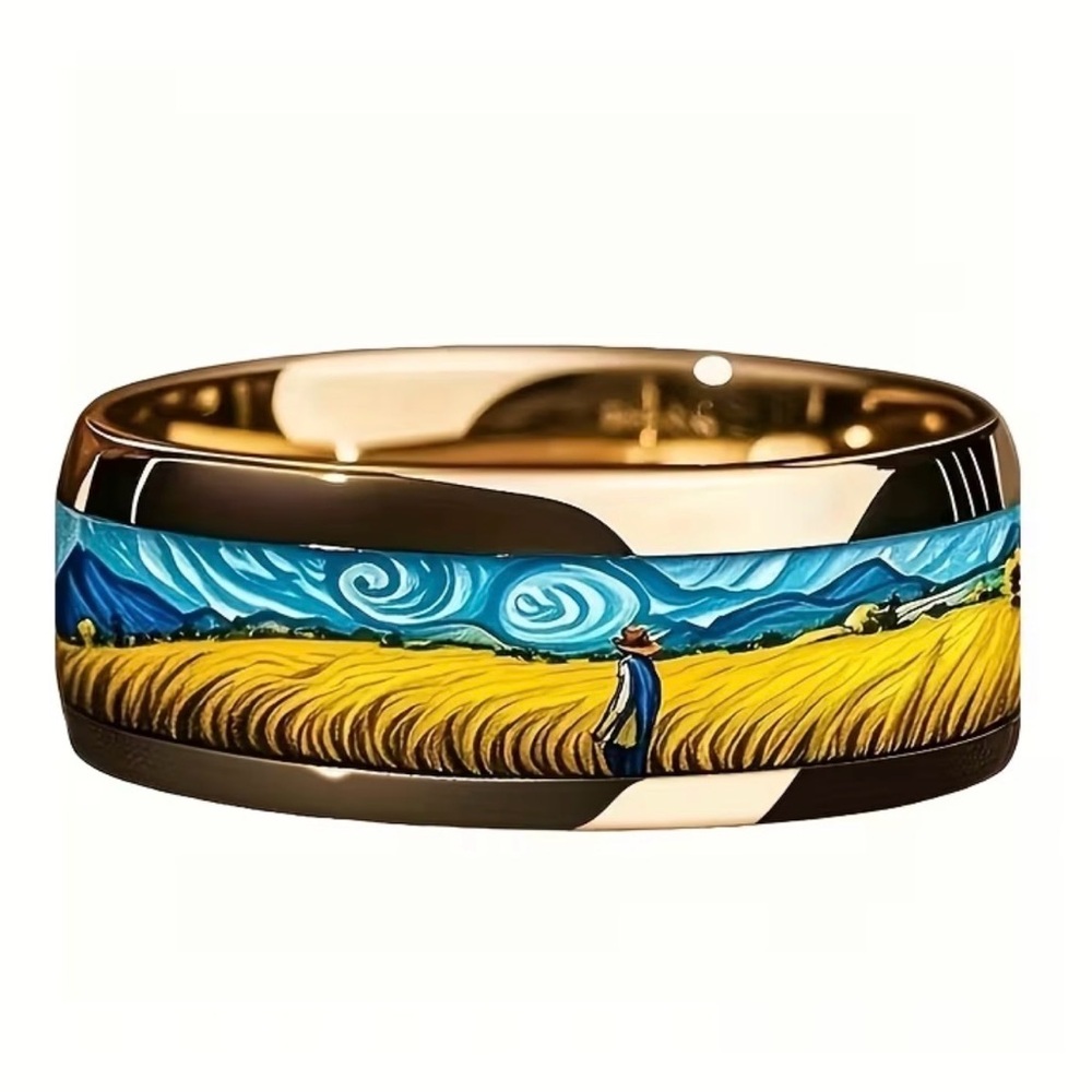 🥳 2 for $15 🥳 Van Gogh Watcher of the Wheat Field Unisex 8mm 304 Stainless Steel